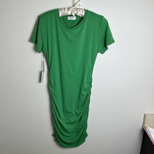 Aritzia NWT Babaton Green Covet Ruched Peruvian Cotton Dress Sz Small‎